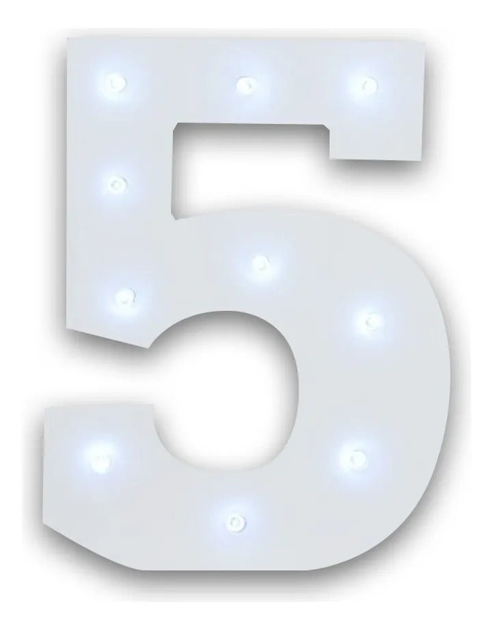 Numero 5 En 3d De Luz Led Luz Cálida