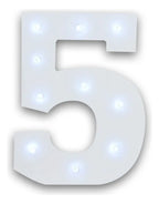 Numero 5 En 3d De Luz Led Luz Cálida
