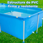 Piscina rectangular con soporte azul de 260 cm