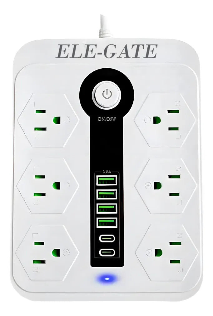 Multicontacto Universal Con 6 Clavijas 4 Usb Y 2 Usb-c