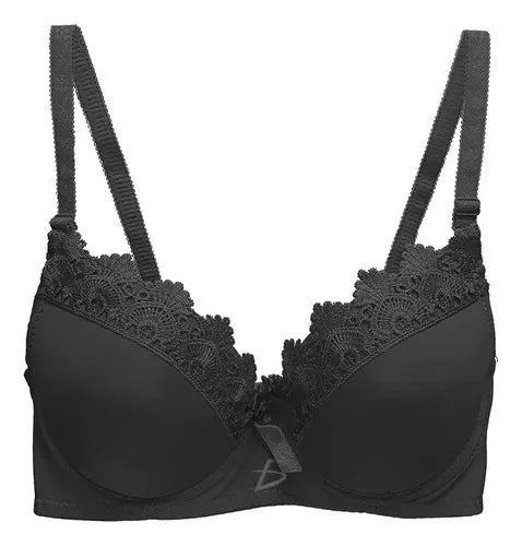Brasier con encaje de copa completa negro M