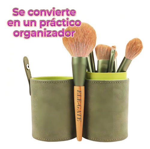Set 10 Piezas Brochas Maquillaje Suave Acabado Profesional Color Verde