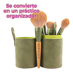 Set 10 Piezas Brochas Maquillaje Suave Acabado Profesional Color Verde