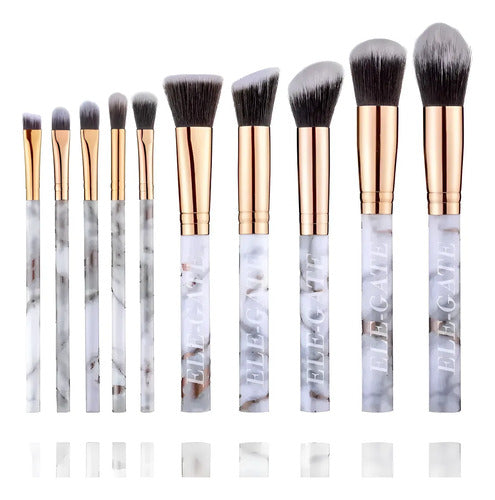 Set De 10 Piezas De Brochas De Maquillaje Con Terminado