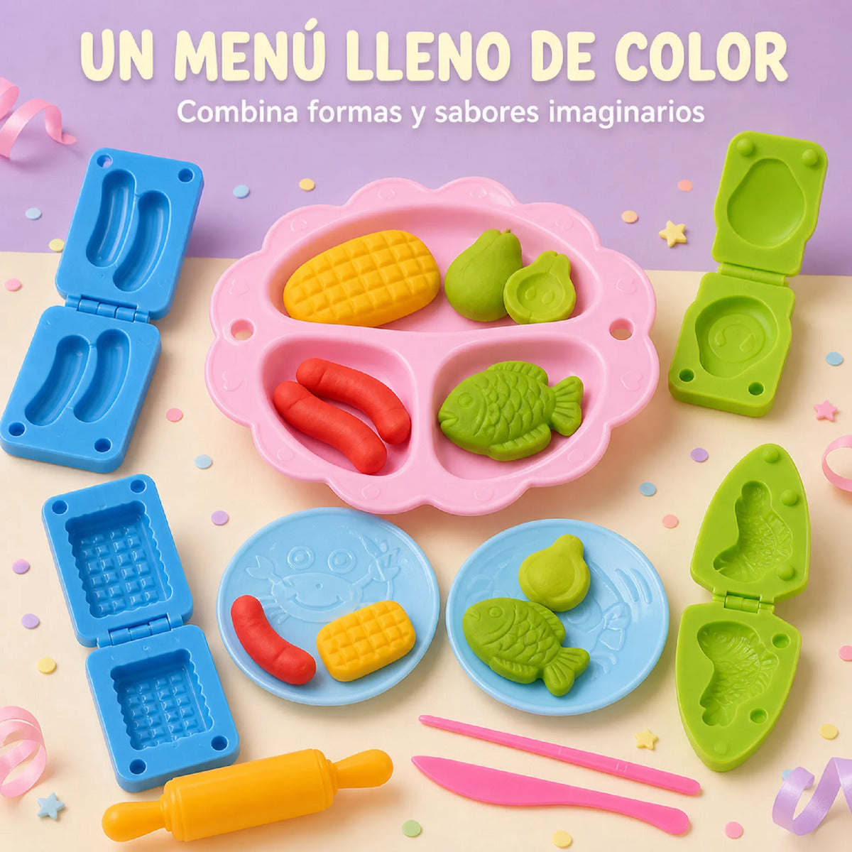 Set De Plastilina Infantil Con Moldes De Comida Y Sushi