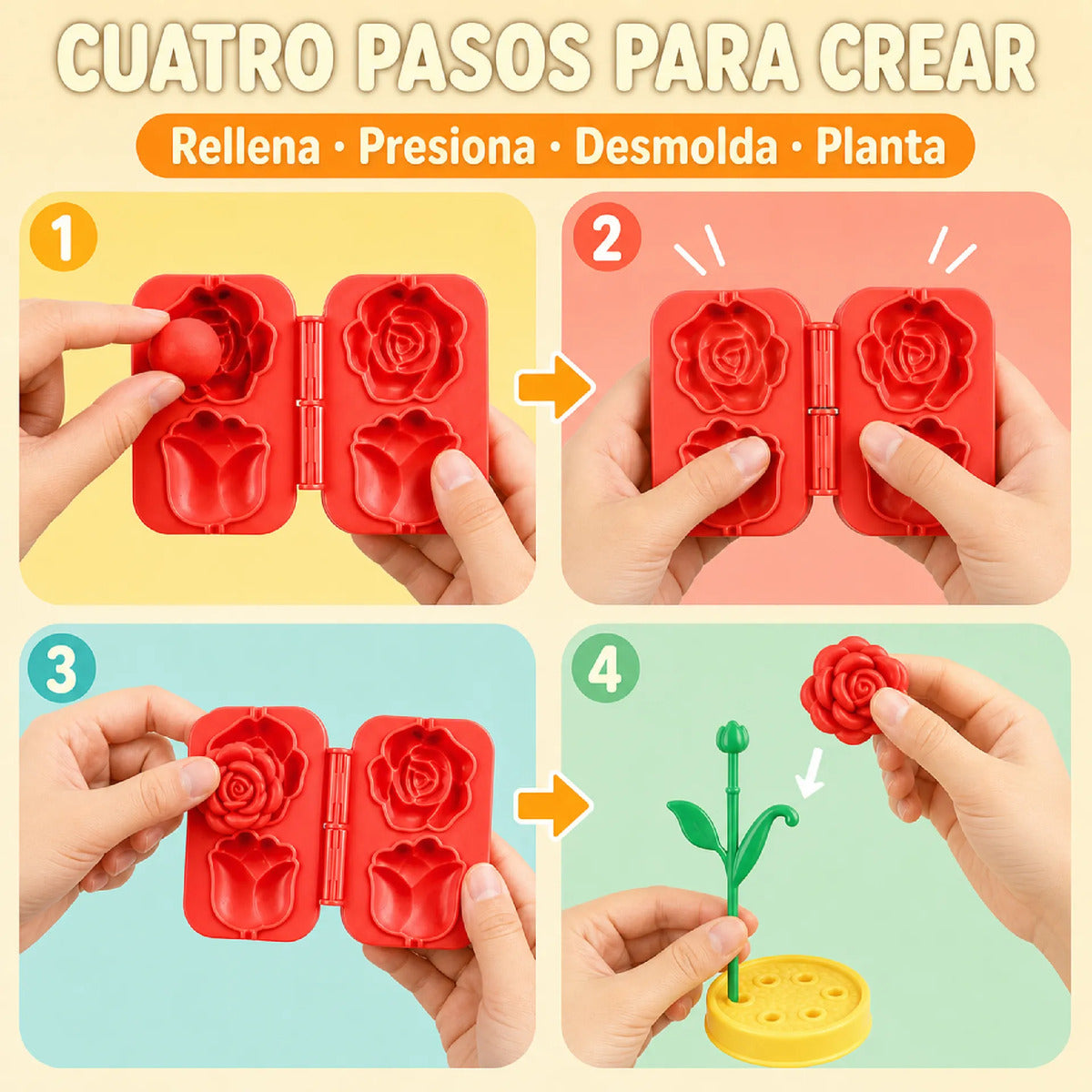 Kit De Jardín De Plastilina Con Moldes De Flores Y Macetas