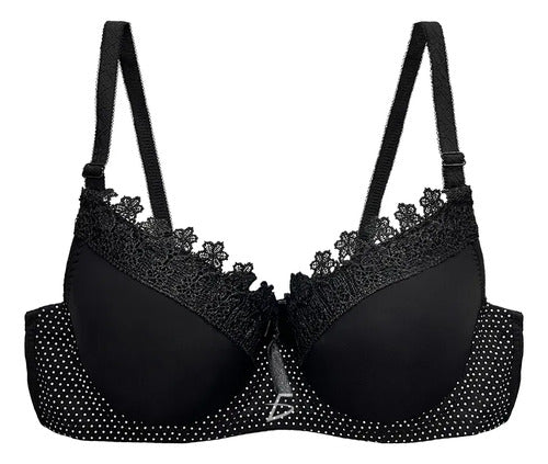 Brasier Con Encaje De Copa Completa Negro M