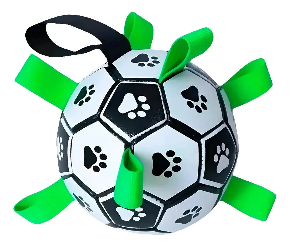 Pelota de fútbol para perros con 9 correas 6 pulgadas