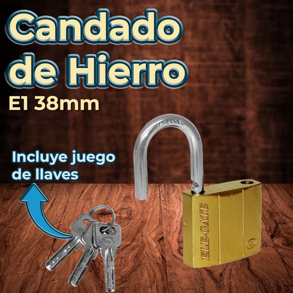 Candado de hierro con gancho corto de 38 mm