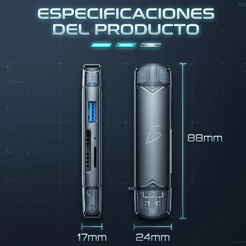 Lector De Tarjetas 6 En 1 Usb 3.0 Adaptador Sd Microsd Tf
