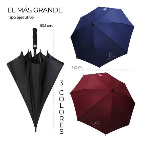 Sombrilla Paraguas Grande De Golf Ligero De Fibra De Vidrio Negro