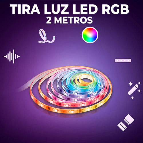 Tira De Luces Led Rgb 5050 Decoración Que Cambia De Color 2m