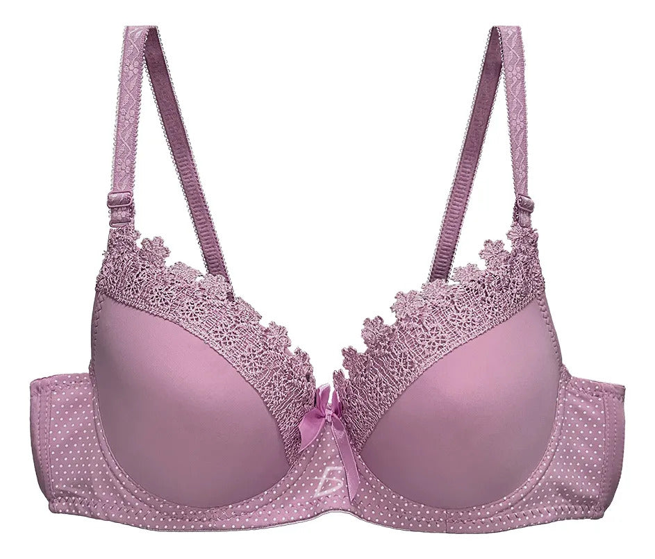 Brasier con encaje de copa completa rosa M
