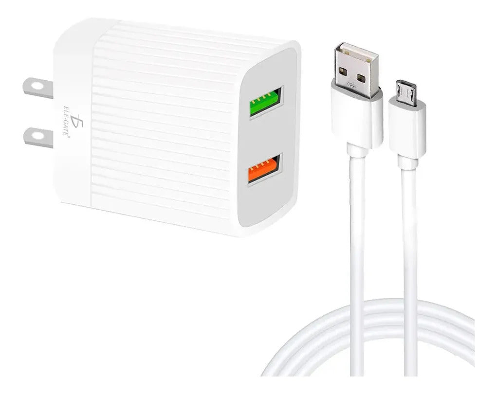 Cargador Qc 3.0 Rápido Para Celular Android 2 Usb 2.4a 24w