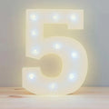 Numero 5 en 3D de luz LED luz cálida