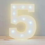 Numero 5 en 3D de luz LED luz cálida
