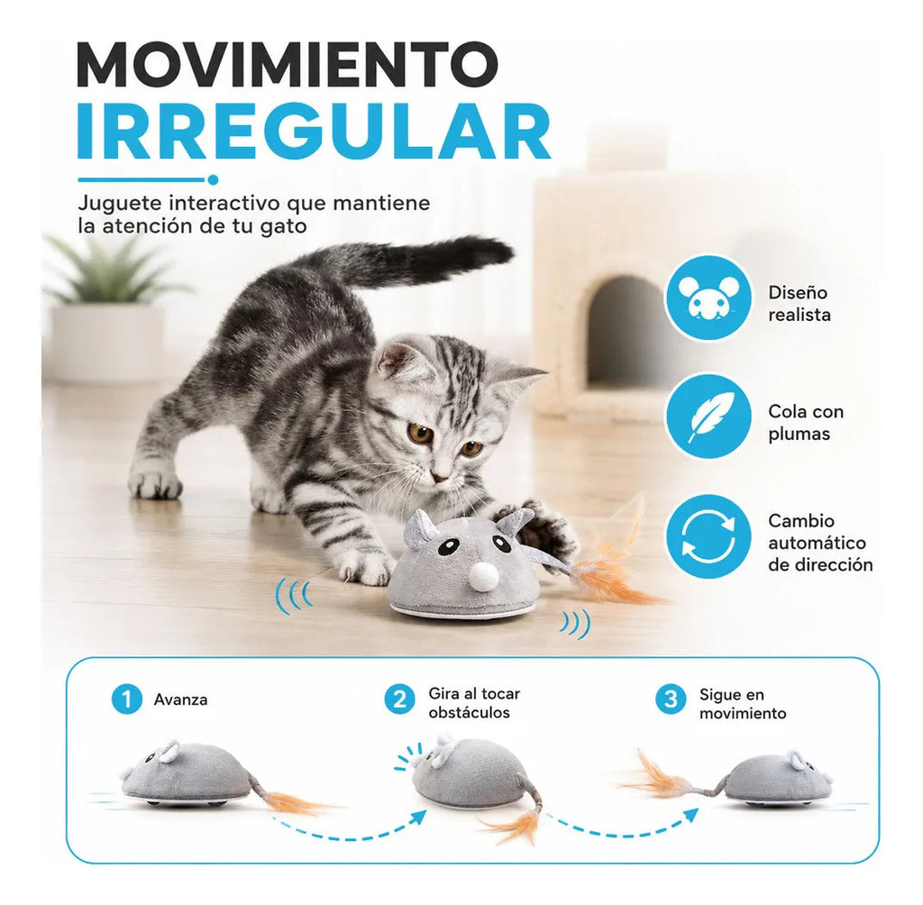 Ratón Interactivo Recargable Usb Para Gatos Con Movimiento