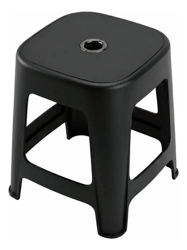 Banco De Plástico Negro Resistente 37 Cm Banco Auxiliar