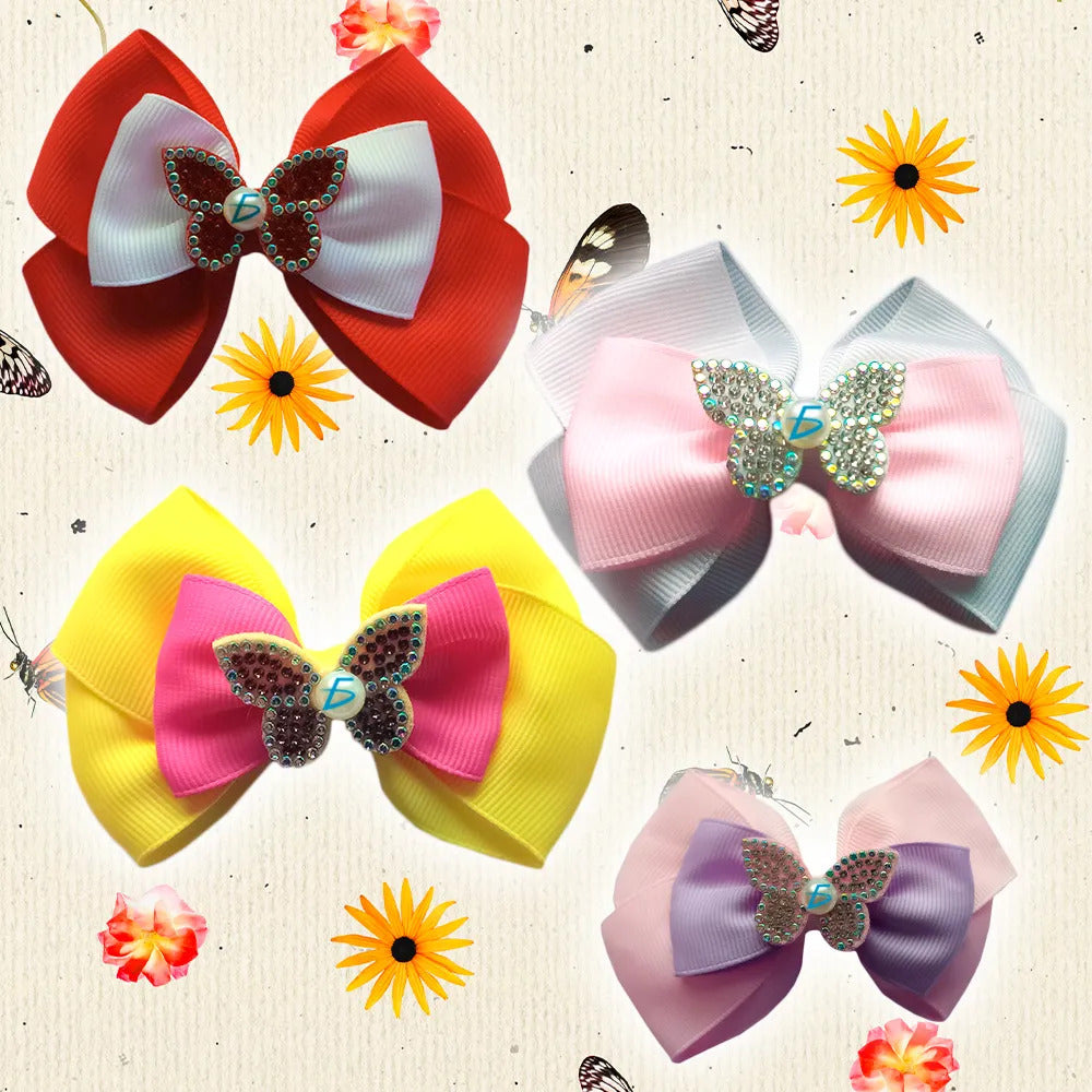 Par De Moños Estilo Coquete Con Broche Decorado Con