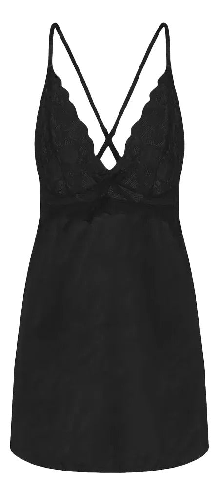 Baby doll con encaje y escote en V talla L