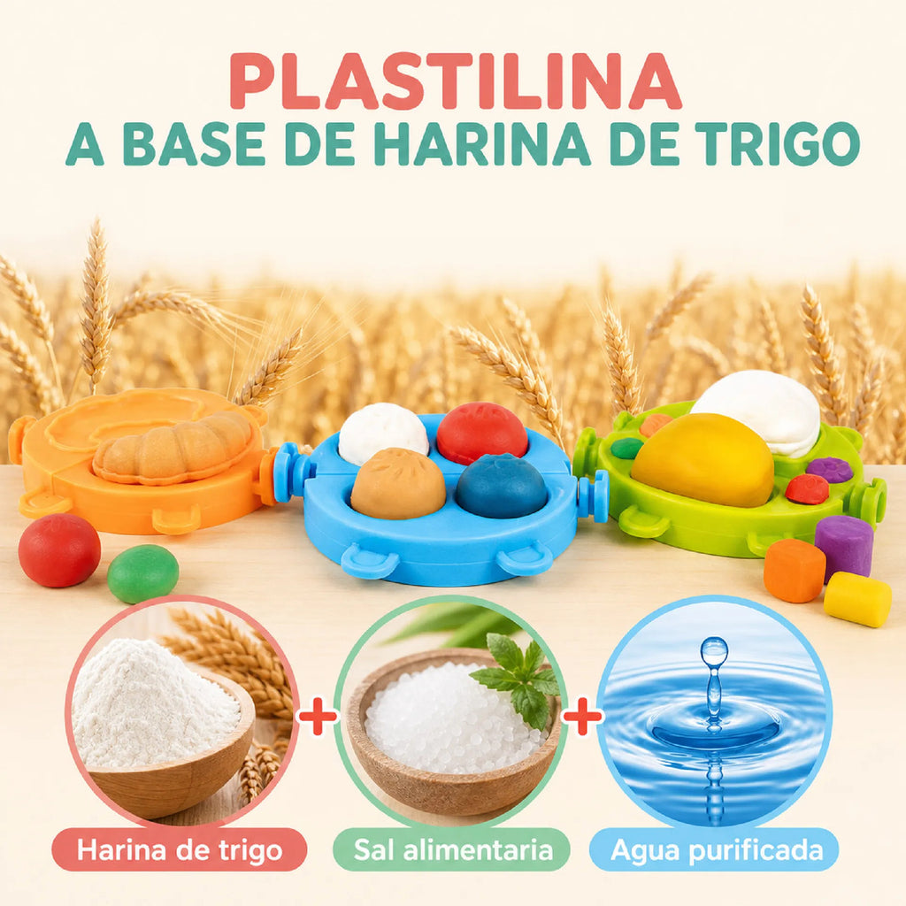 Set De Plastilina Infantil Con Moldes Y Vaporera De Juguete