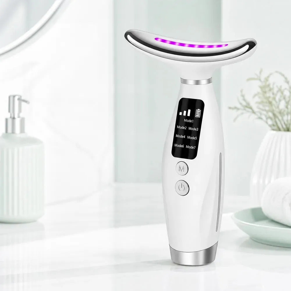 Masajeador Facial Y De Cuello Con Cabezal Curvo, Luz