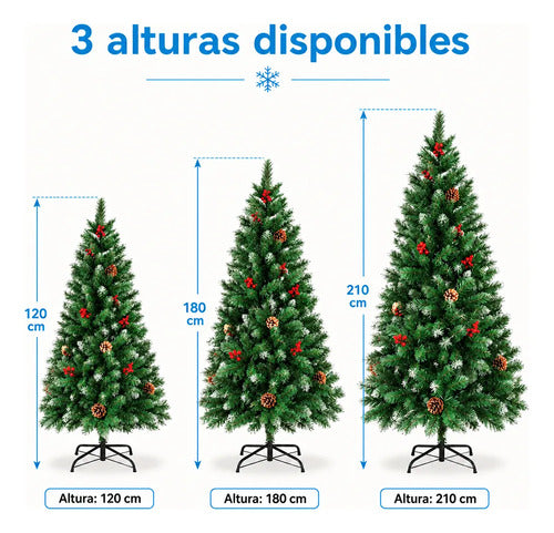 Árbol De Navidad Artificial 210cm Verde Con Efecto Nevado