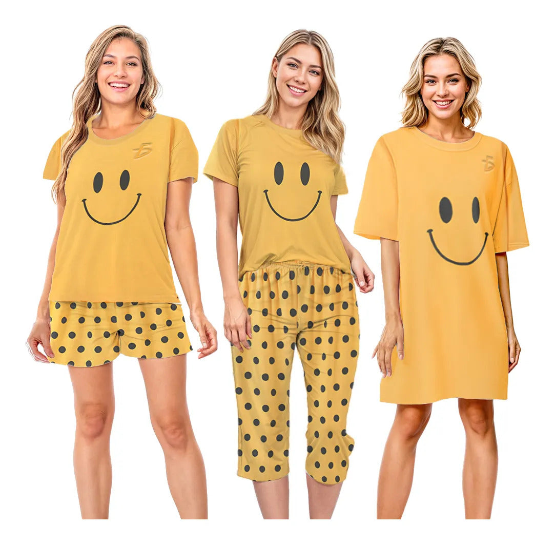 Set De 4 Piezas De Pijamas Ligeras Kawaii Frescas Y Casuales Beige Xl