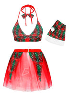 Conjunto de lencería navideña para mujer talla L rojo rojo L