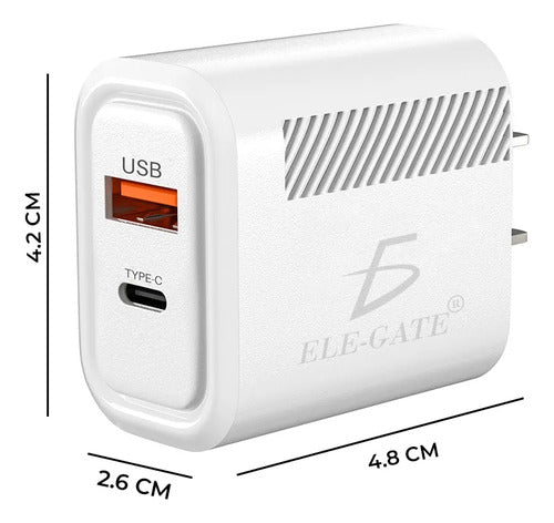 Cargador De Pared Usb 2 En 1 Para Tipo C Y Usb De Alta