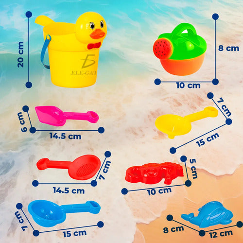 Set De Playa De 8 Piezas Incluye Cubeta En Forma De Pato
