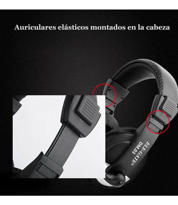 Audífonos gamer de diadema 3.5 mm para PS4 Xbox y PC negro