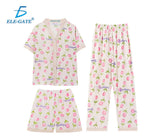 Set De Pijama De 3 Piezas Kawai Fresca Y Ligera Con Estilo Crema Xxl