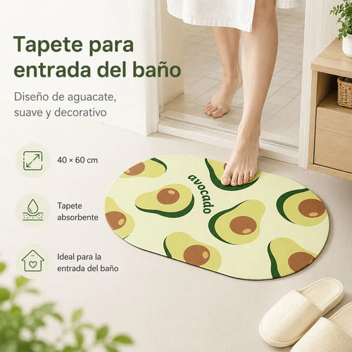 Tapete Absorbente 40 X 60 Cm Diseño Aguacate Secado Rápido