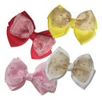 Par De Moños Con Broche Dobles Con Encaje Trasparente
