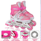 Patines En Línea Ajustable 6 Ruedas Con Kit Protección M