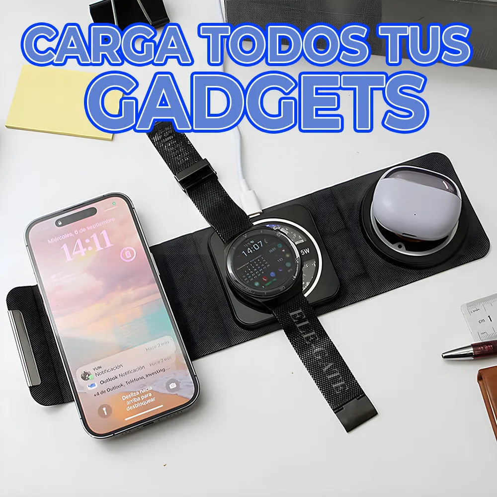 Estación de carga inalámbrica plegable magnética 3 en 1