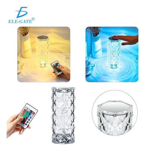 Lámpara 3d De Cristal Acrílico Control Táctil 16 Colores