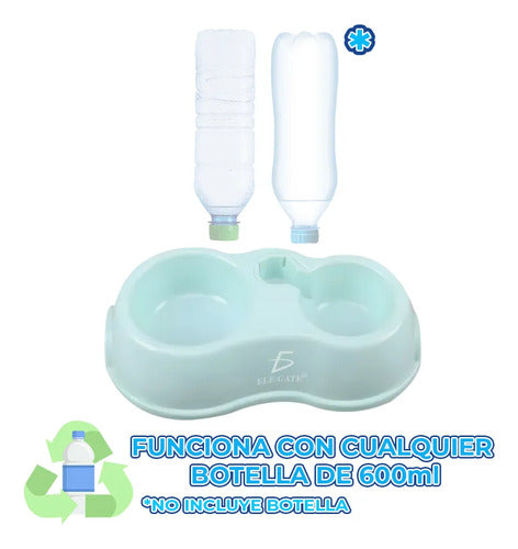Tazón Doble Redondo De Plástico Sin Botella De Agua Para