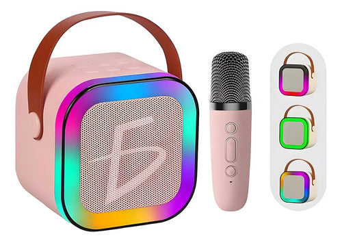 Mini Karaoke Bocina + Microfono + Luces Rgb Recargable