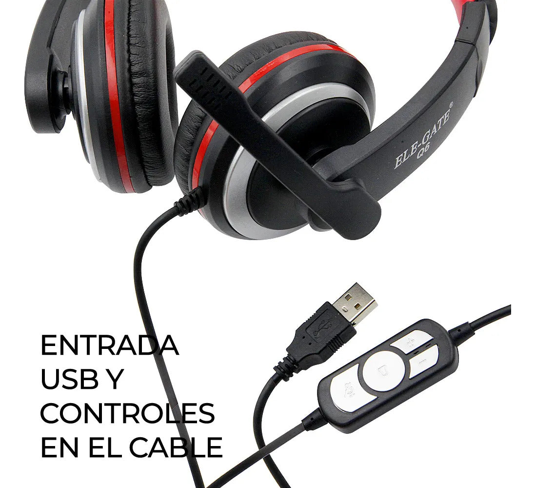 Audifonos Diadema Gamer Usb Audio Para Xbox 360 Pc Ps4 Q6 Negro