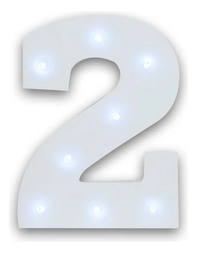 Numero 2 De Luz Led Luz Cálida