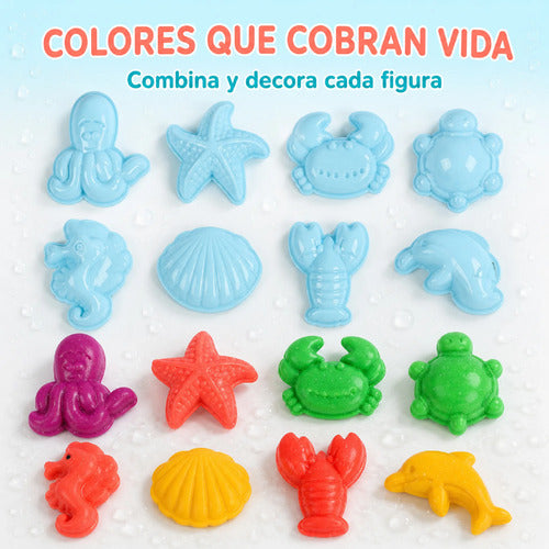 Kit De Plastilina Infantil Con Moldes De Animales Marinos