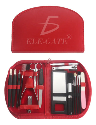 Estuche De Belleza Para Viaje - Set De 18 Piezas Para Un Rojo
