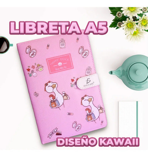 Libreta Con Diseño Kawaii Con 100 Hojas Con Broche Imantado