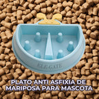 Plato De Croquetas Lento En Forma De Mariposa Azul