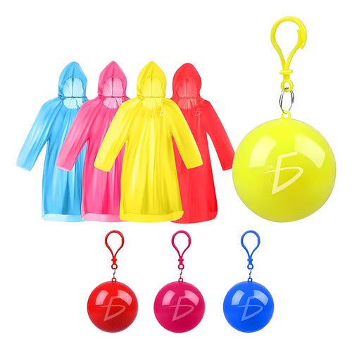 Impermeable De Lluvia Desechable En Llavero De Bola Azul M