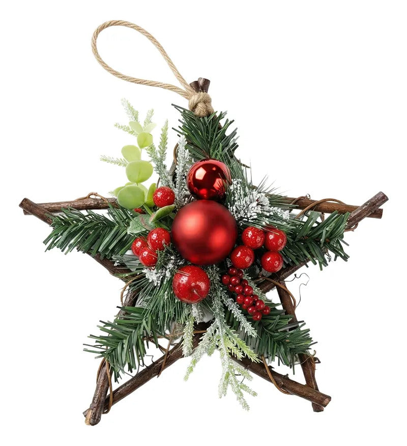 Decoración Navideña En Forma De Estrella De Belén Con Rojo