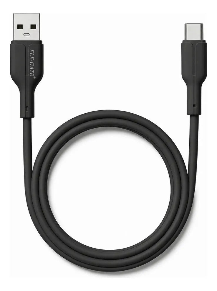 Cable Usb-a A Usb-c 2a De 1 Metro Silicona Flexible Y Negro