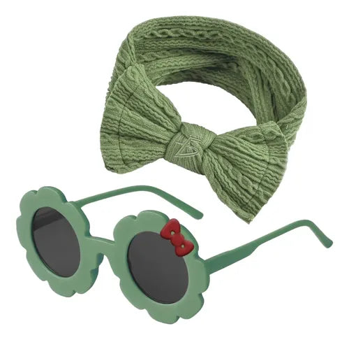 Set De Diadema Con Moño Y Lentes Fashion En 4 Radiantes Fucsia